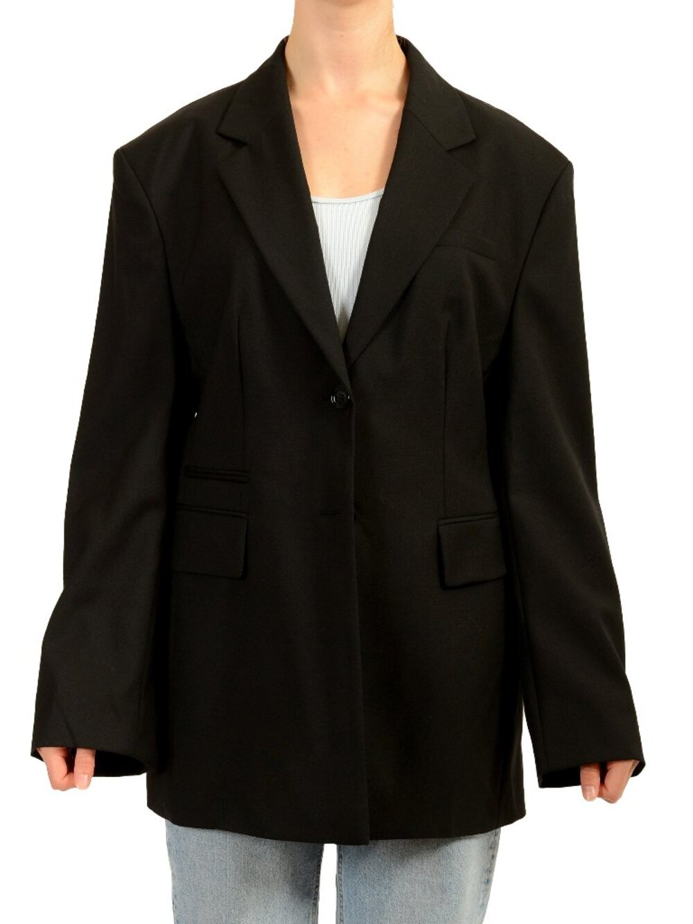 Hugo Boss Women's "Jokeia" Black 100% Wool Two Button Blazer US 6 IT 42